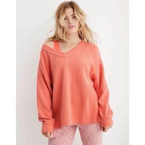 Aerie Wonder Textured V-Neck Sweatshirt